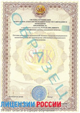 Образец сертификата соответствия (приложение) Славянск-на-Кубани Сертификат ISO 13485